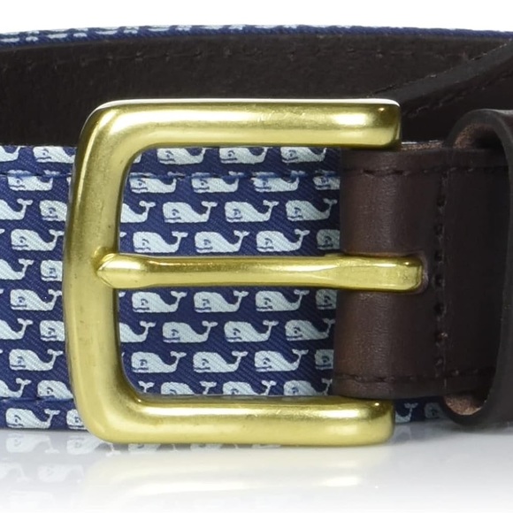 NWT VINEYARD VINES mens Leather Vineyard Whale Club Royal Blue Belt Sz 34 - Picture 2 of 8